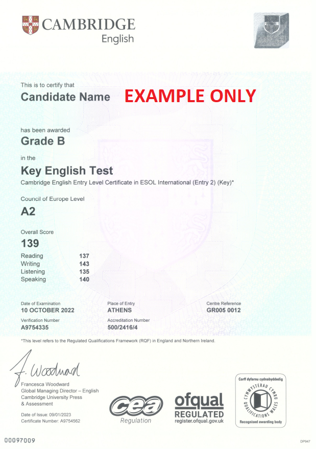 Certification étendue – Cambridge English