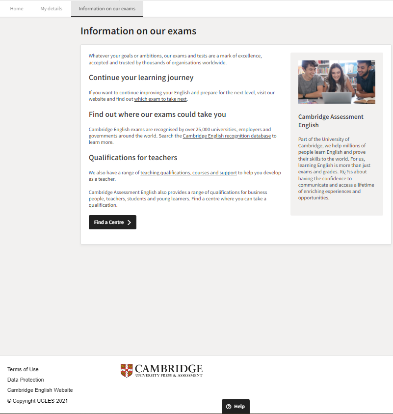 Viewing your exam result online – Cambridge English Support Site